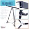 66" High Boardroom Black Aluminum Flip Chart Easel & Presentation Stand - Adjustable Floor/Tabletop, Portable Tripod, Holds 25 lbs., for Chart Paper, Poster Boards, & Pads
